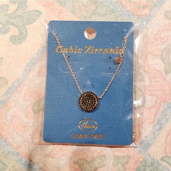 Black CZ Circle Necklace - Picture 1 of 3